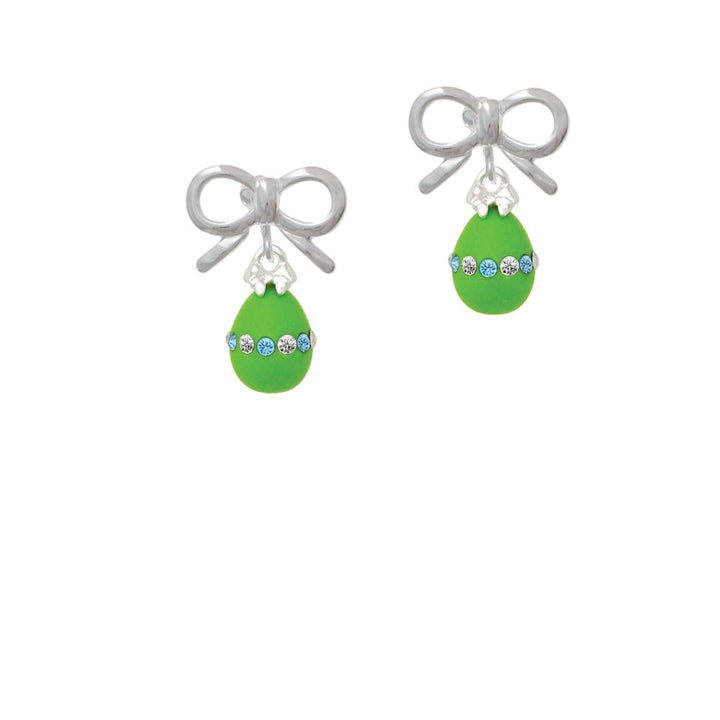 Lime Green Easter Egg with Color Crystal Band Crystal Clip On Earrings Image 9