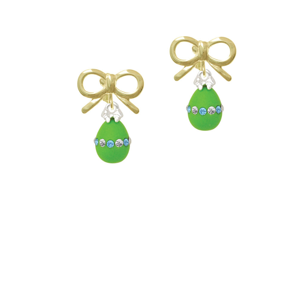 Lime Green Easter Egg with Color Crystal Band Crystal Clip On Earrings Image 10