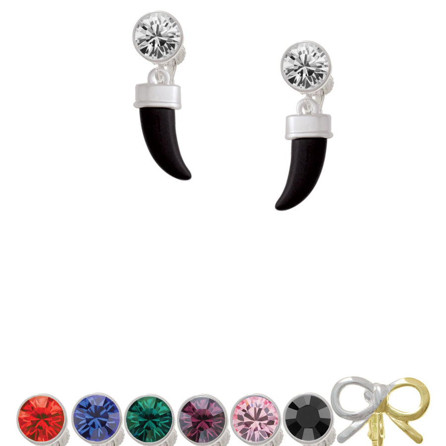 Black Sabre Tooth Crystal Clip On Earrings Image 1