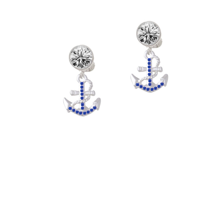 Blue Crystal Anchor Crystal Clip On Earrings Image 2