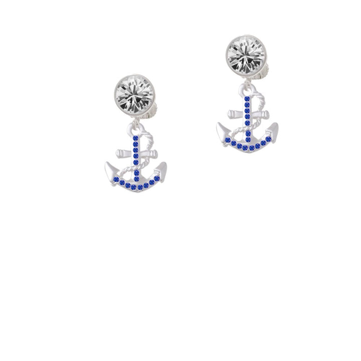 Blue Crystal Anchor Crystal Clip On Earrings Image 1