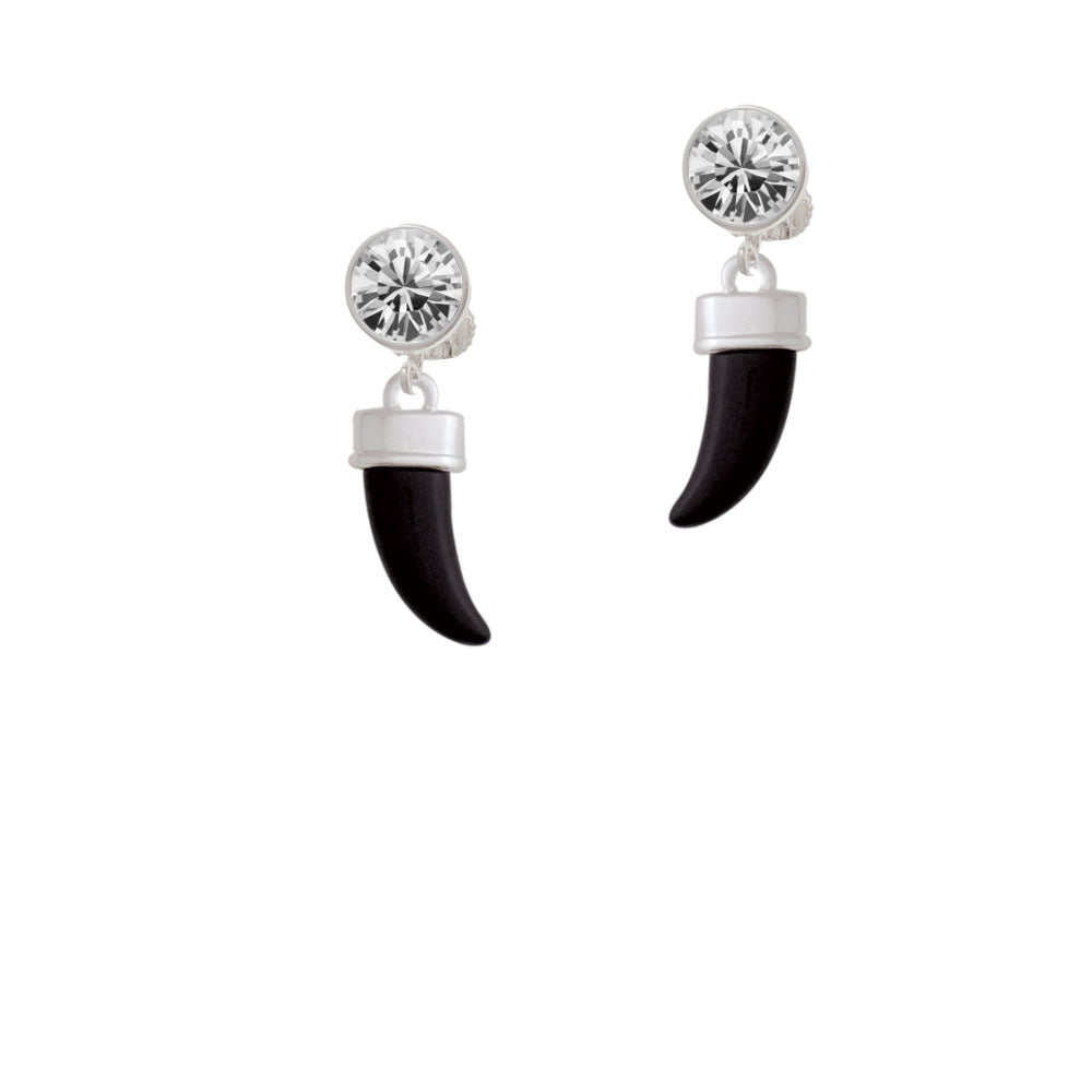 Black Sabre Tooth Crystal Clip On Earrings Image 2