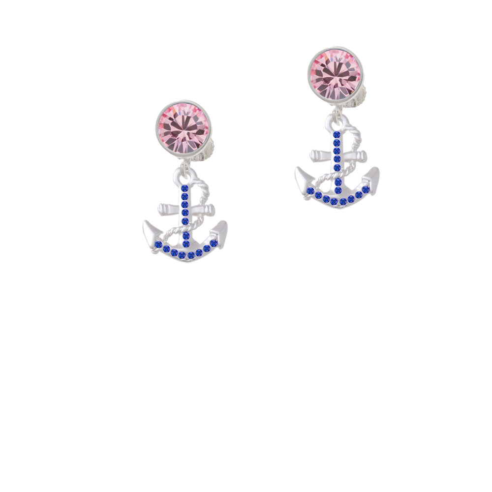 Blue Crystal Anchor Crystal Clip On Earrings Image 4