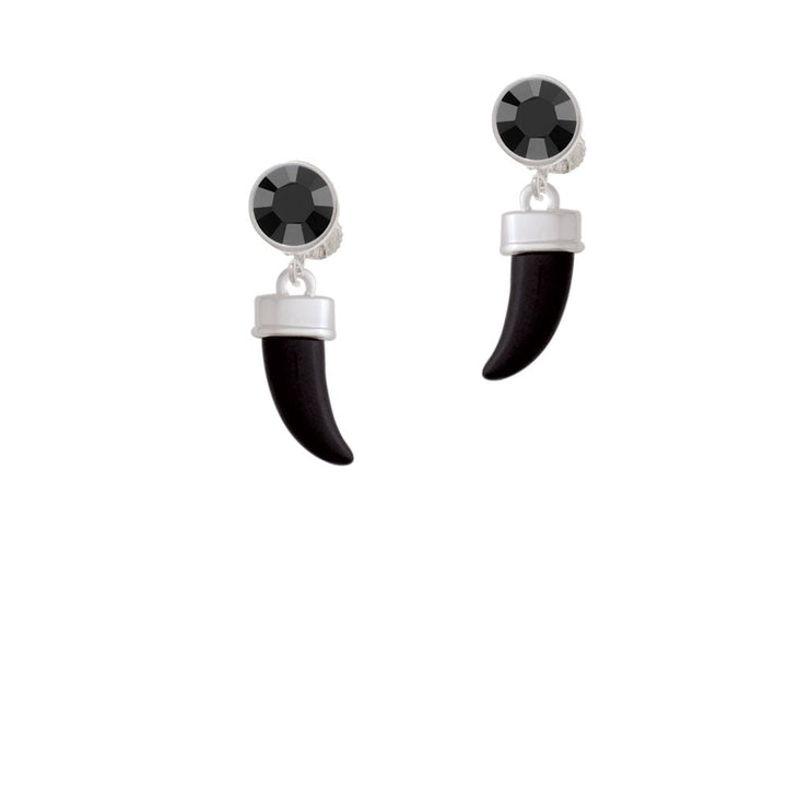 Black Sabre Tooth Crystal Clip On Earrings Image 1