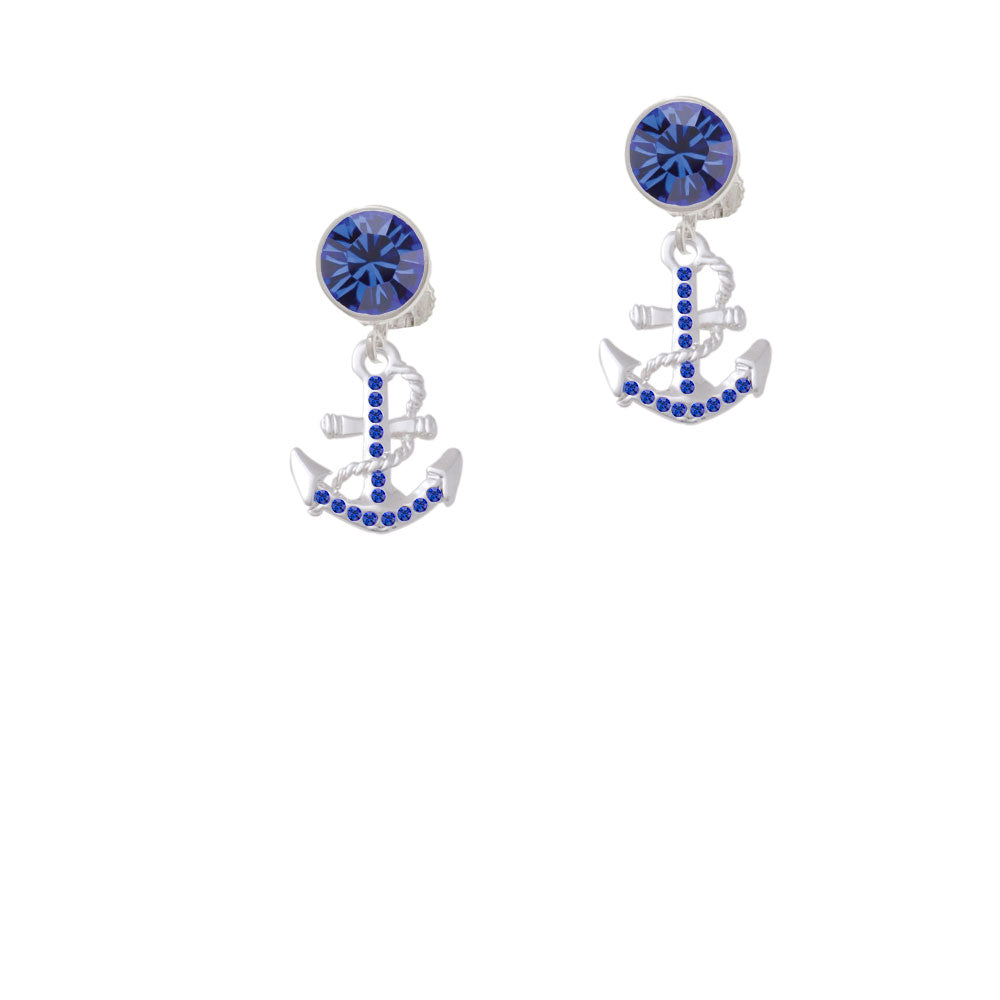 Blue Crystal Anchor Crystal Clip On Earrings Image 7