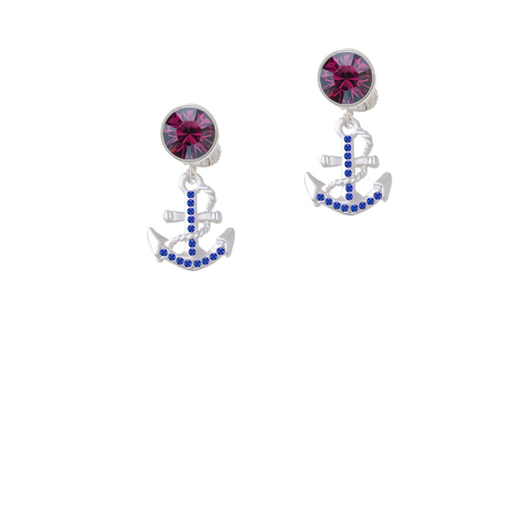 Blue Crystal Anchor Crystal Clip On Earrings Image 8