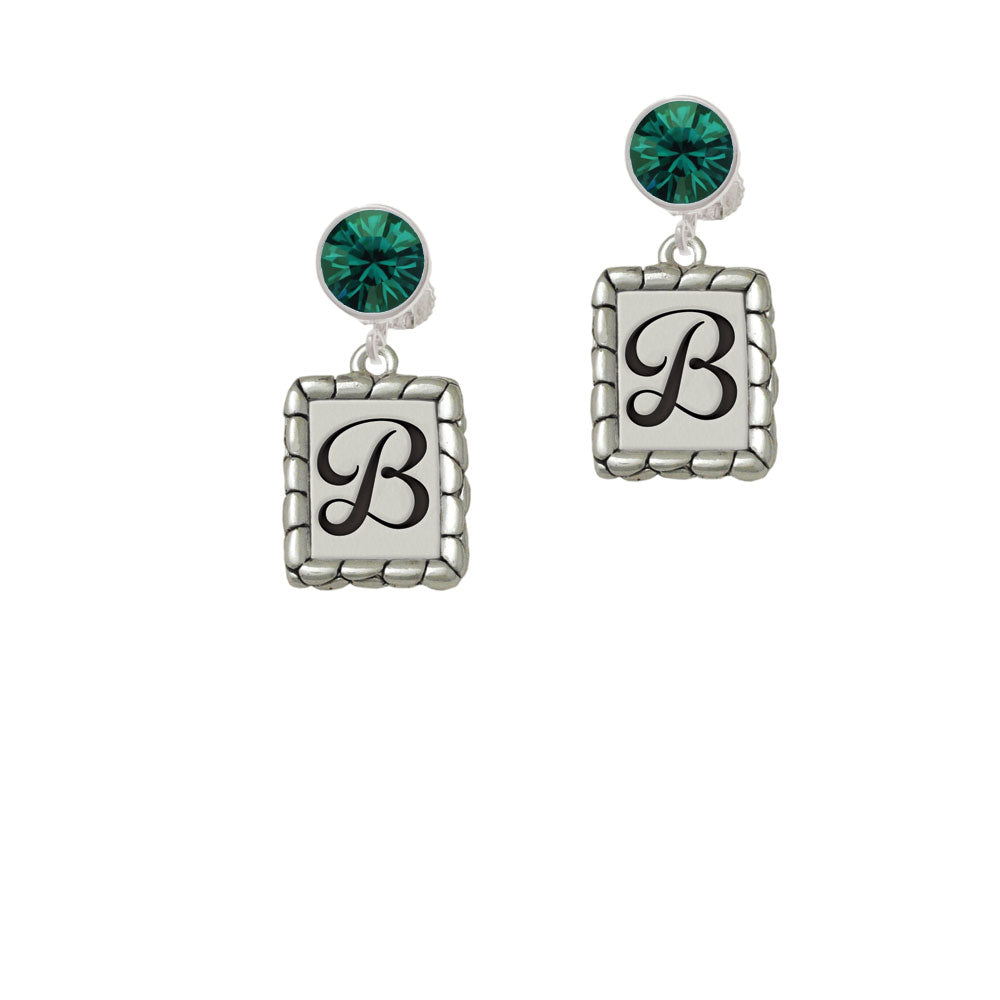 Pebble Border Initial - B Crystal Clip On Earrings Image 6