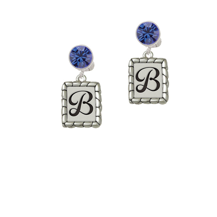 Pebble Border Initial - B Crystal Clip On Earrings Image 7