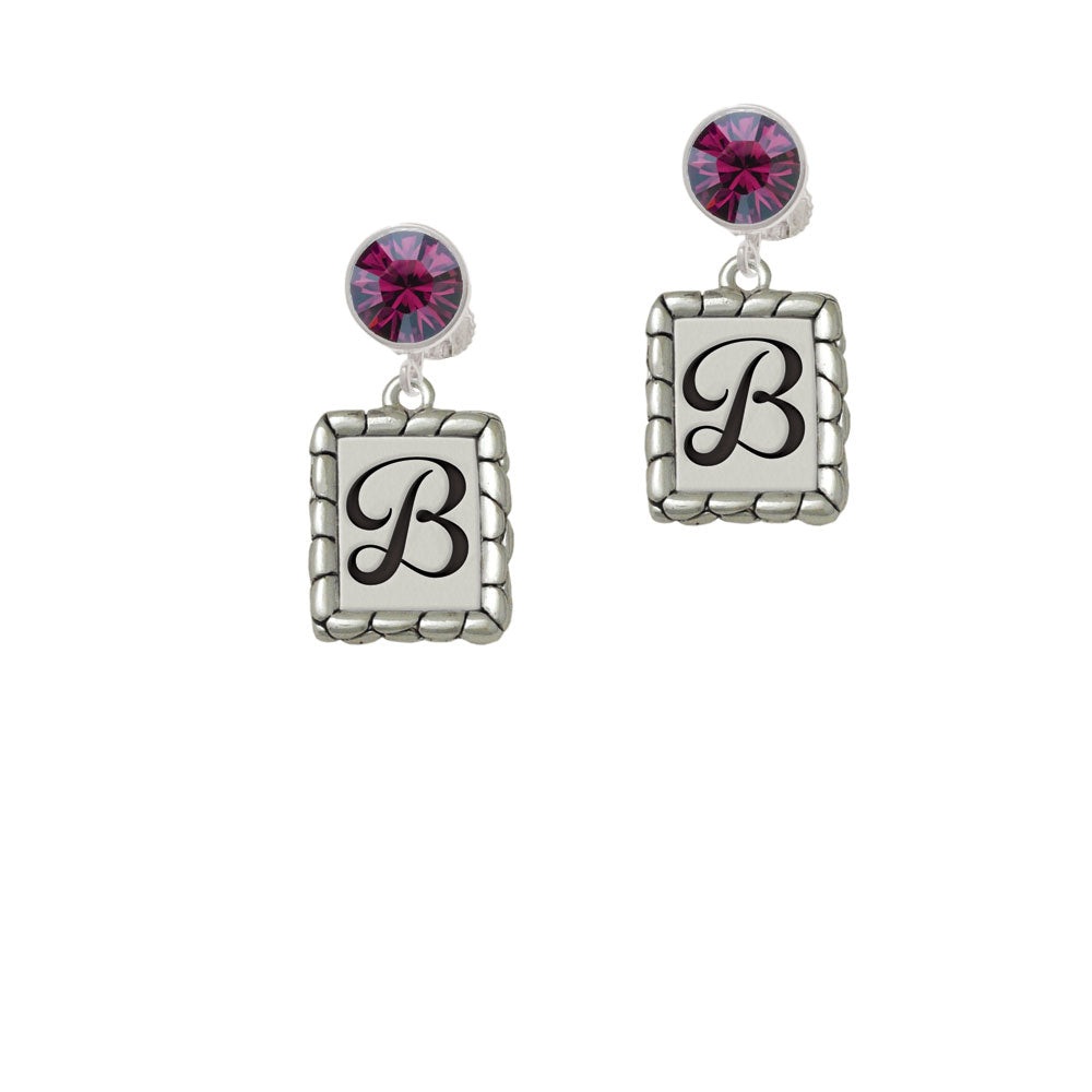 Pebble Border Initial - B Crystal Clip On Earrings Image 8