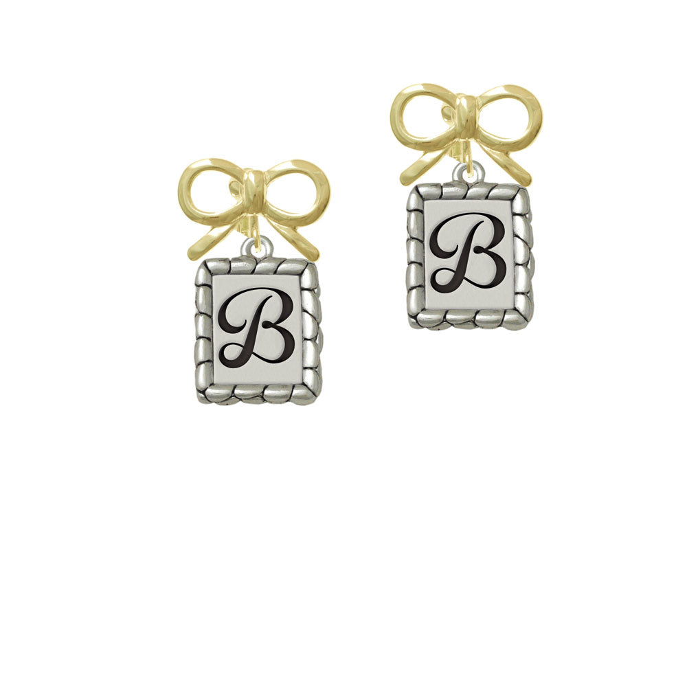 Pebble Border Initial - B Crystal Clip On Earrings Image 10