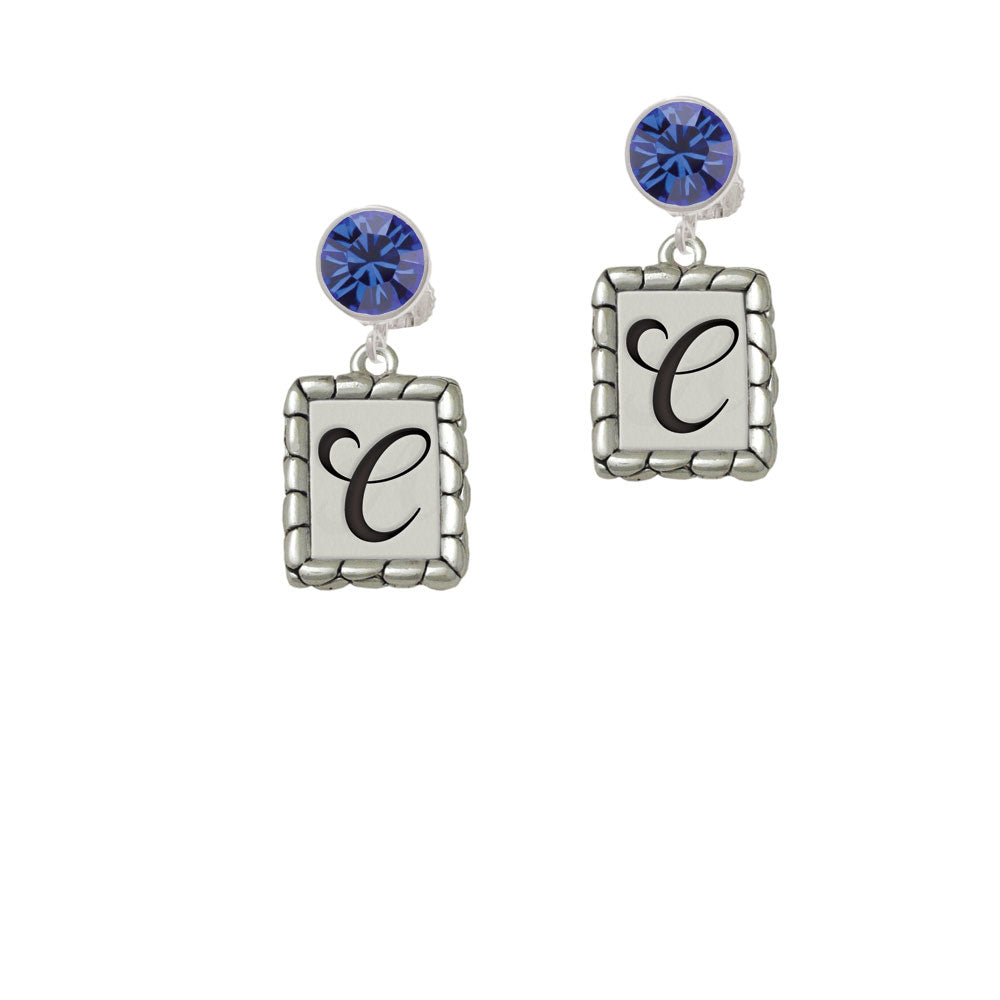 Pebble Border Initial - C Crystal Clip On Earrings Image 7