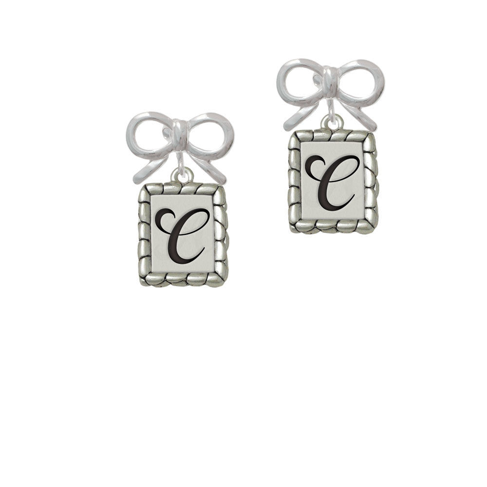 Pebble Border Initial - C Crystal Clip On Earrings Image 9