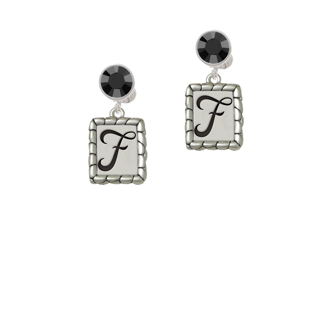 Pebble Border Initial - F Crystal Clip On Earrings Image 3