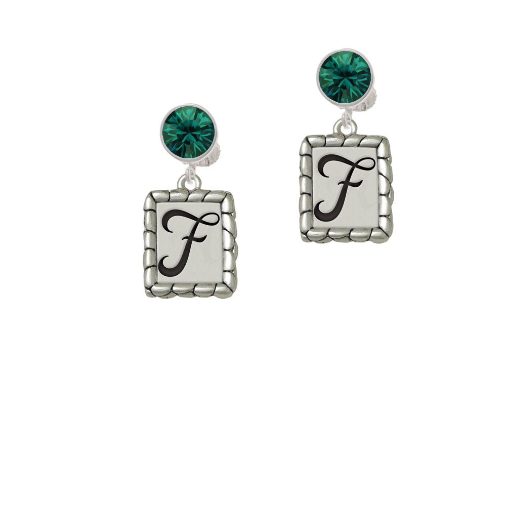 Pebble Border Initial - F Crystal Clip On Earrings Image 6