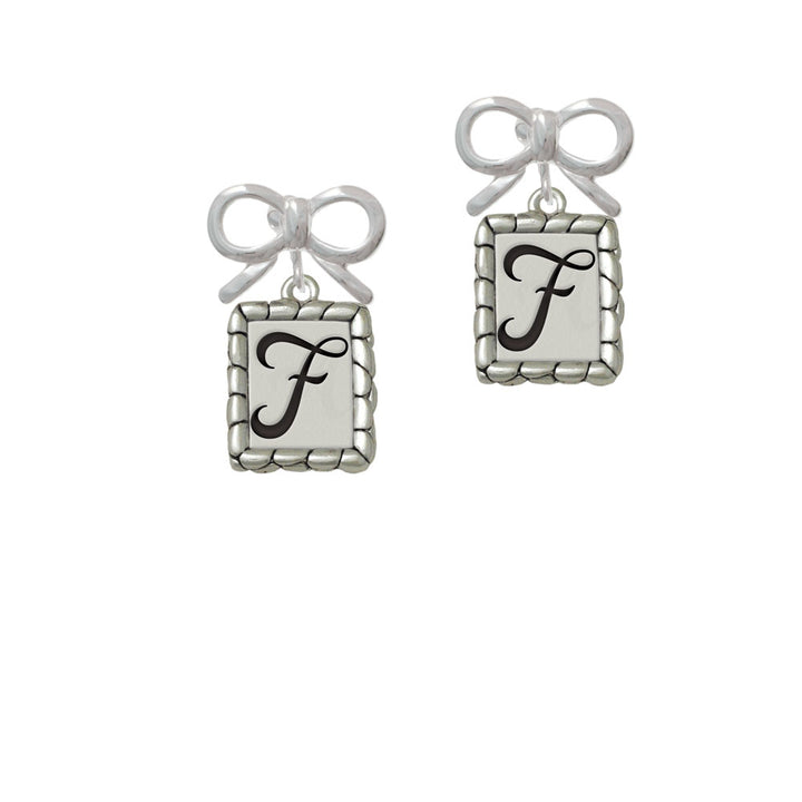 Pebble Border Initial - F Crystal Clip On Earrings Image 9