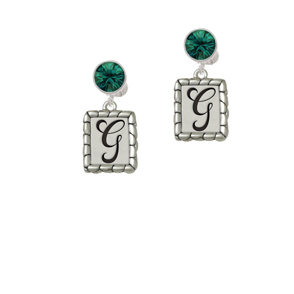 Pebble Border Initial - G Crystal Clip On Earrings Image 6