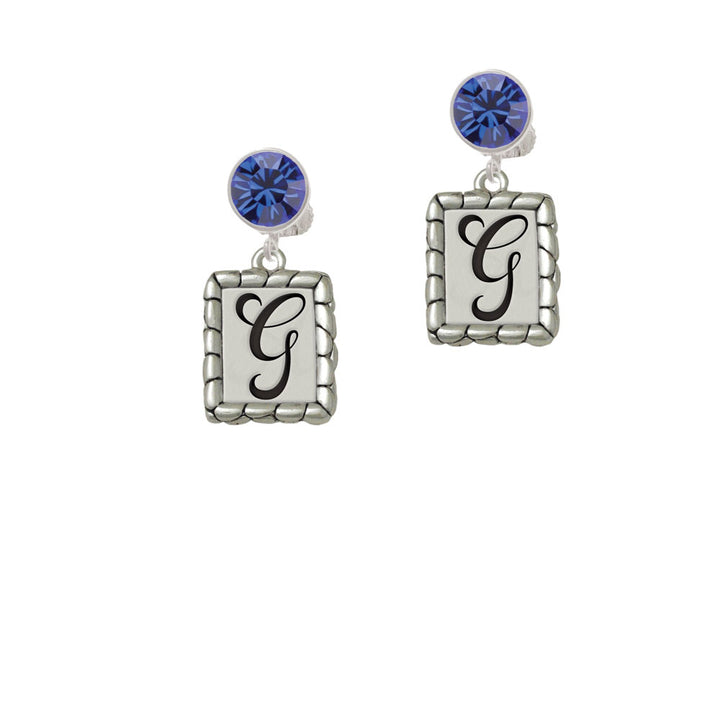 Pebble Border Initial - G Crystal Clip On Earrings Image 7