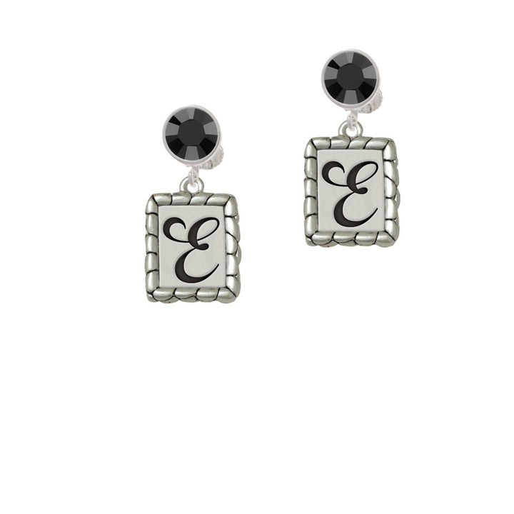 Pebble Border Initial - E Crystal Clip On Earrings Image 3