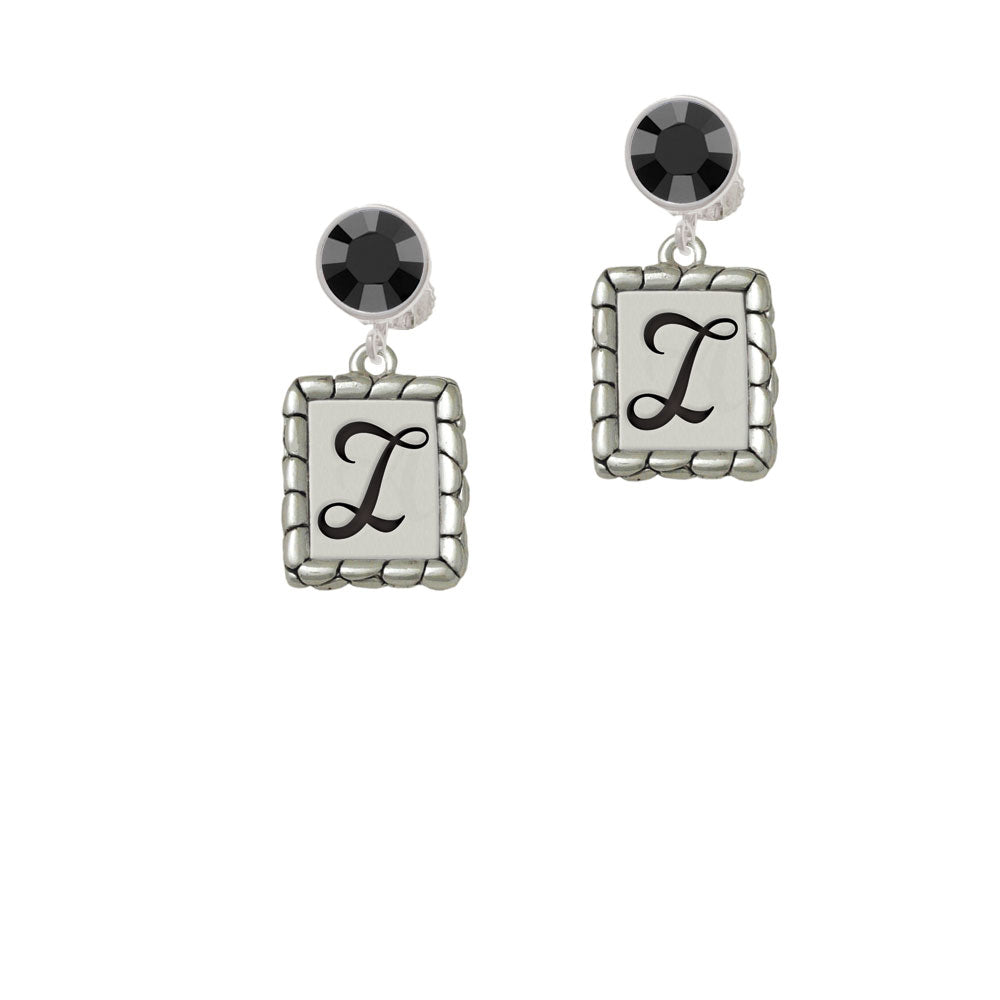 Pebble Border Initial - I Crystal Clip On Earrings Image 3