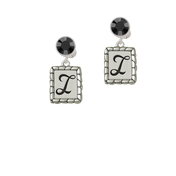 Pebble Border Initial - I Crystal Clip On Earrings Image 1