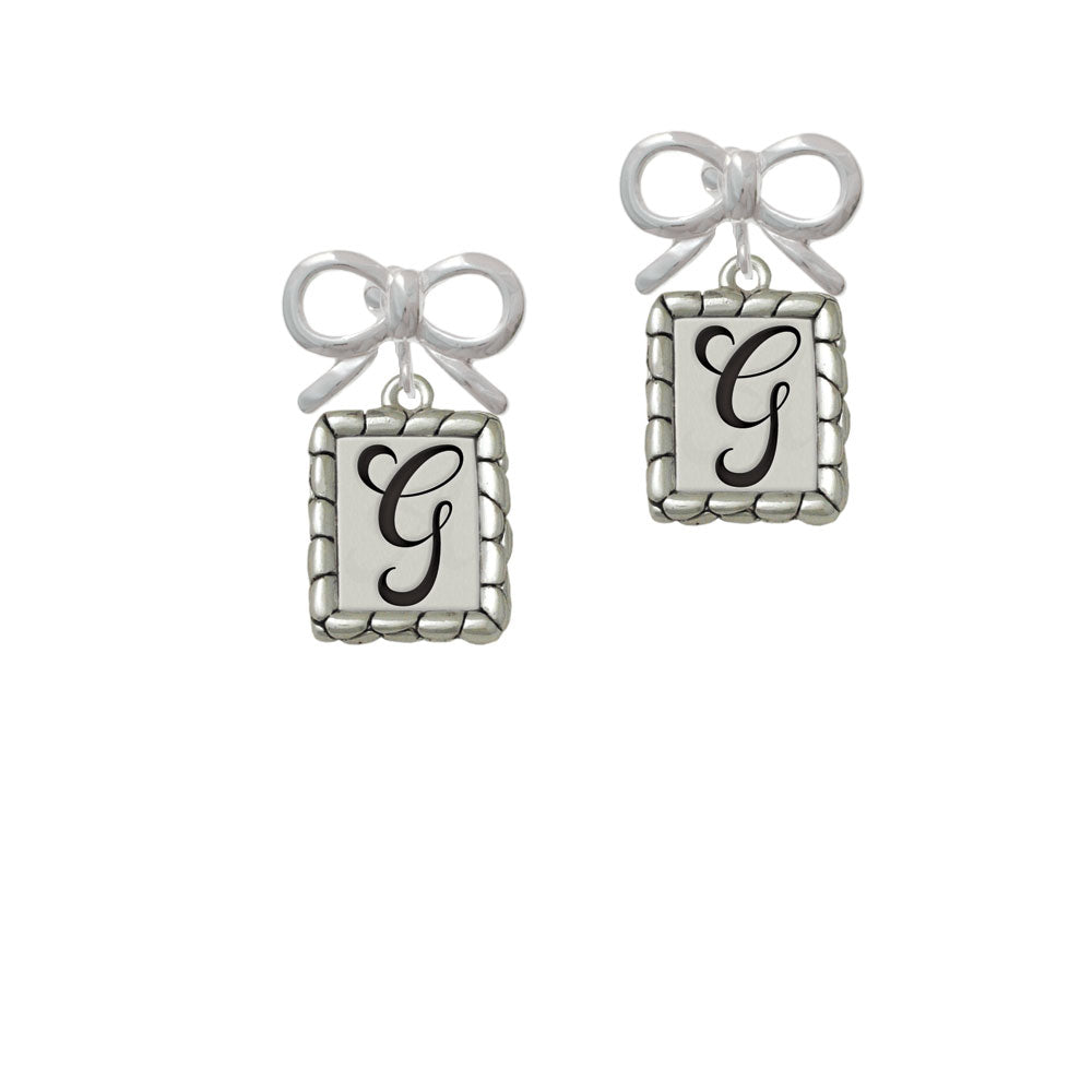 Pebble Border Initial - G Crystal Clip On Earrings Image 9