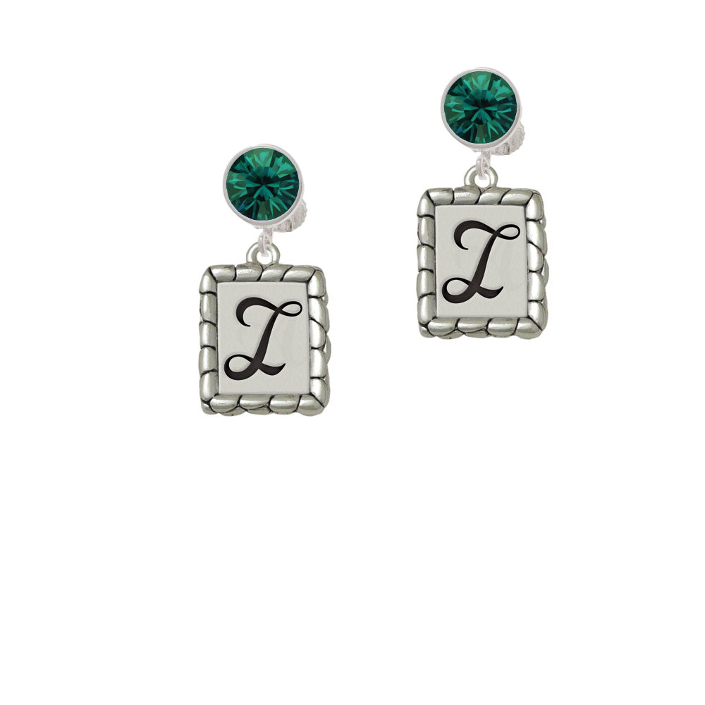 Pebble Border Initial - I Crystal Clip On Earrings Image 6