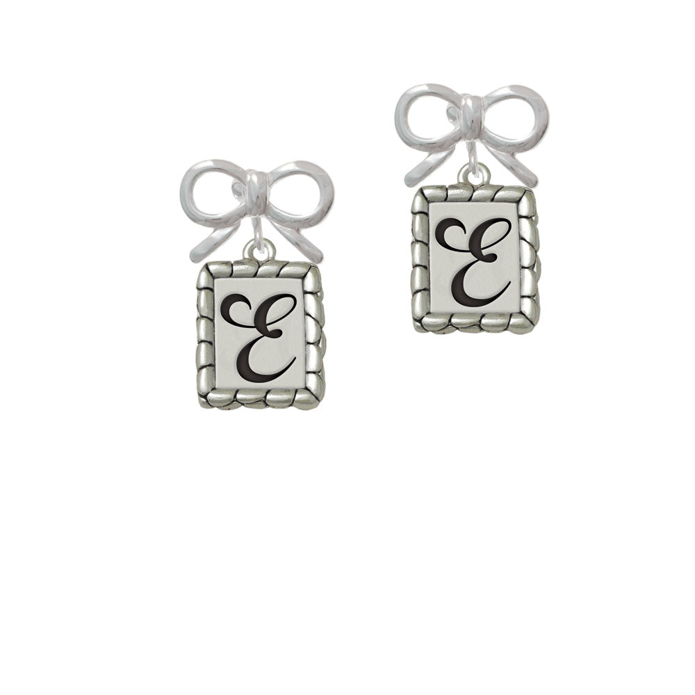 Pebble Border Initial - E Crystal Clip On Earrings Image 9