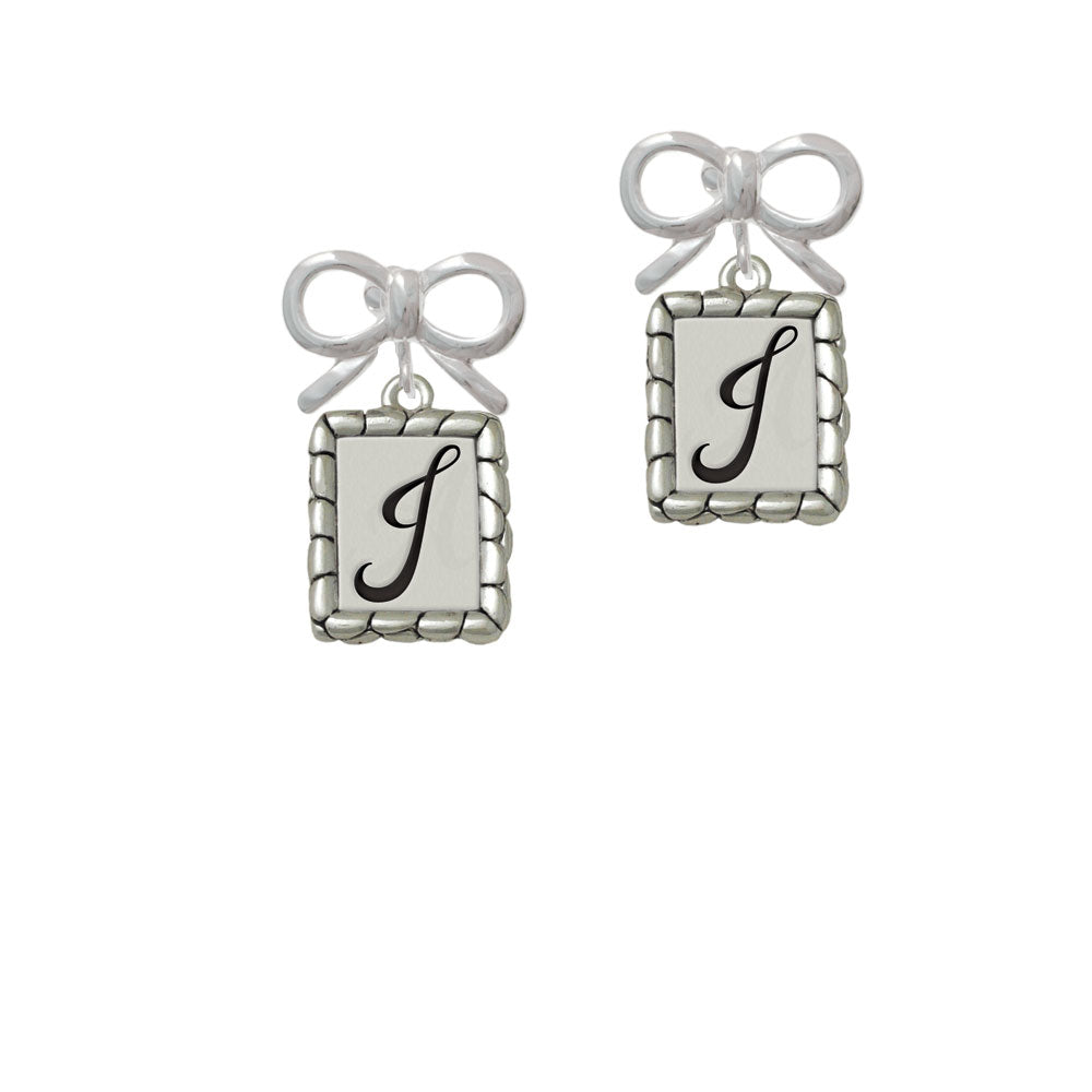 Pebble Border Initial - J Crystal Clip On Earrings Image 9