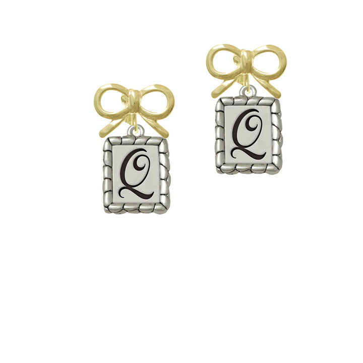 Pebble Border Initial - Q Crystal Clip On Earrings Image 10