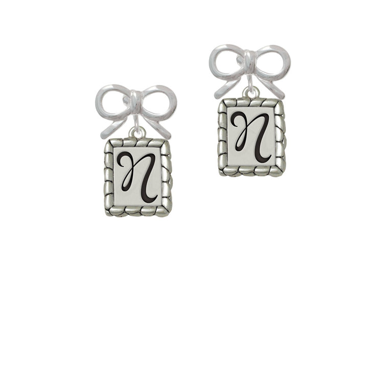 Pebble Border Initial - N Crystal Clip On Earrings Image 9