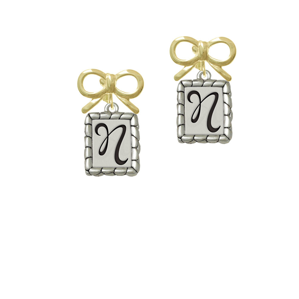 Pebble Border Initial - N Crystal Clip On Earrings Image 10