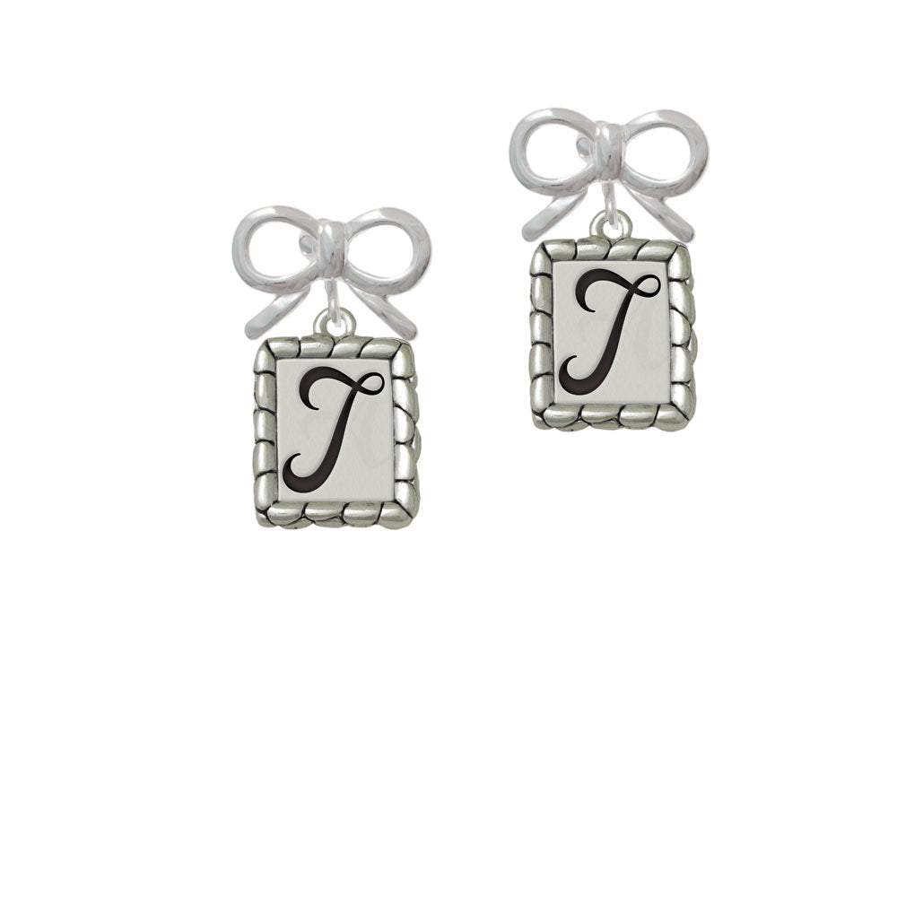 Pebble Border Initial - T Crystal Clip On Earrings Image 9