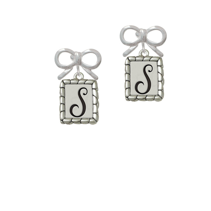 Pebble Border Initial - S Crystal Clip On Earrings Image 9