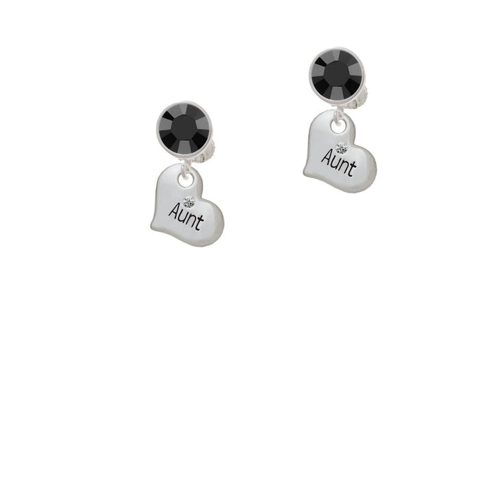 Small Aunt Heart with Clear Crystal Crystal Clip On Earrings Image 3