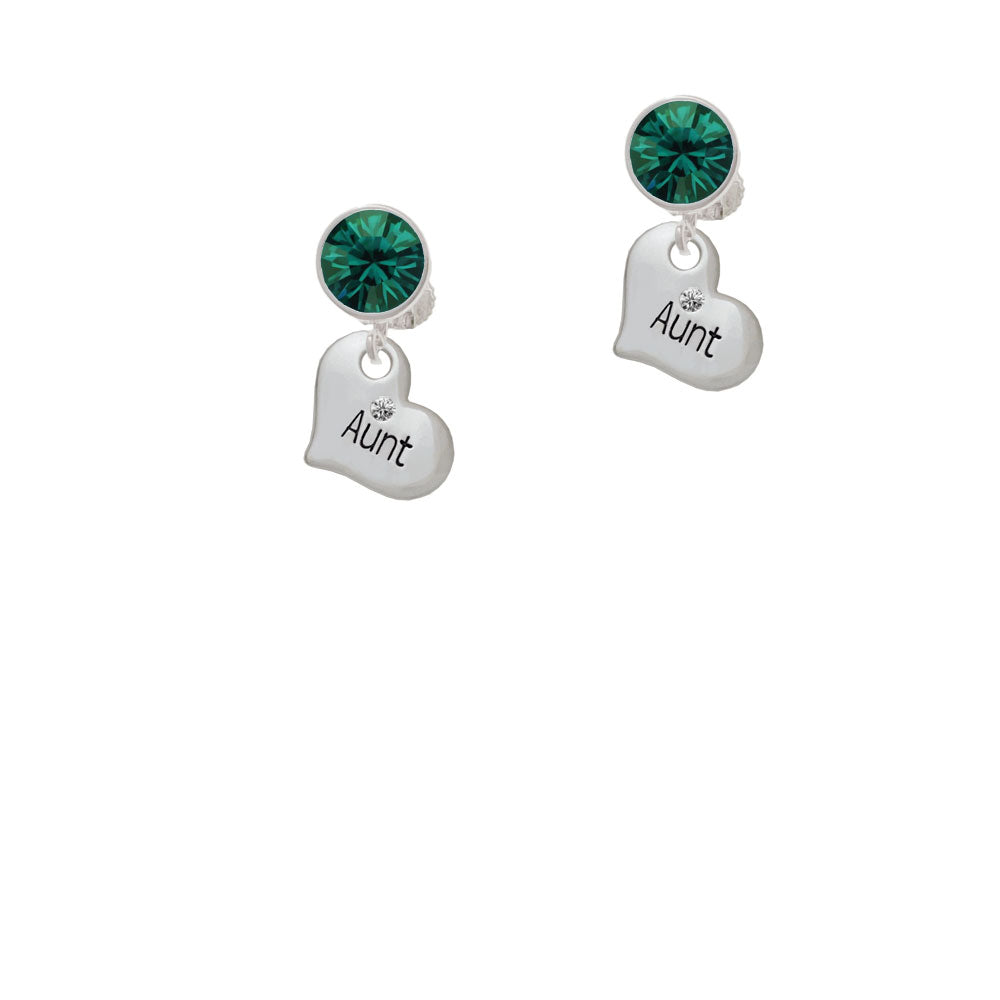 Small Aunt Heart with Clear Crystal Crystal Clip On Earrings Image 6