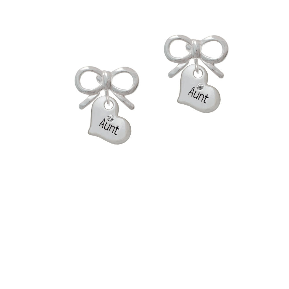 Small Aunt Heart with Clear Crystal Crystal Clip On Earrings Image 9