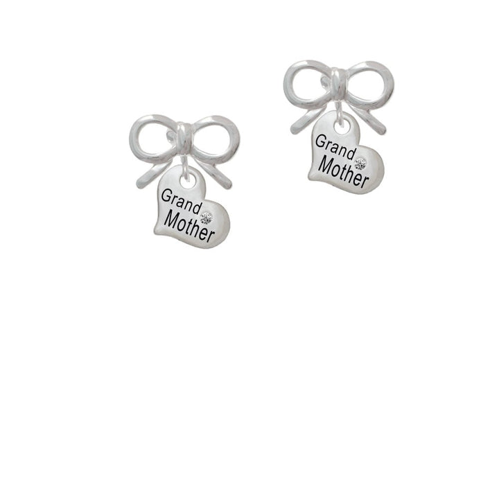 Small Grandmother Heart with Clear Crystal Crystal Clip On Earrings Image 9