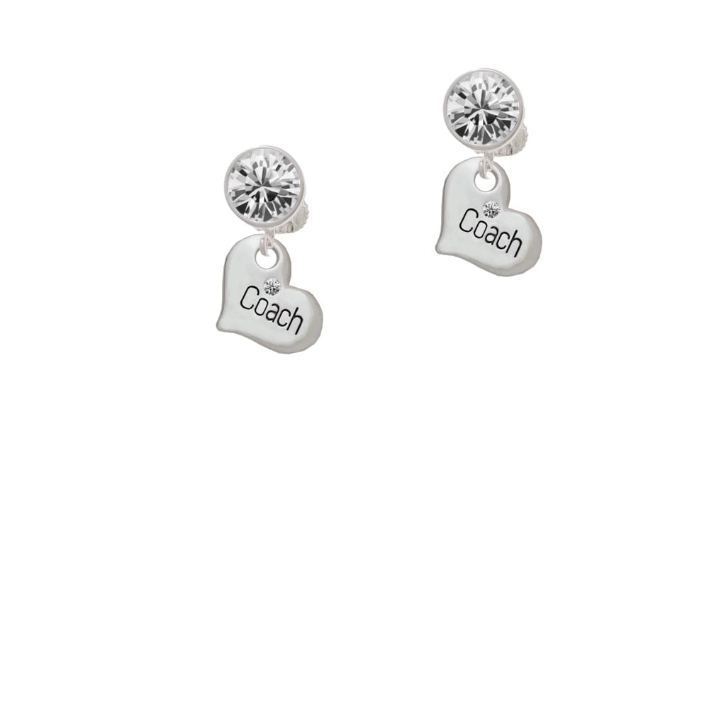 Small Coach Heart Crystal Clip On Earrings Image 1