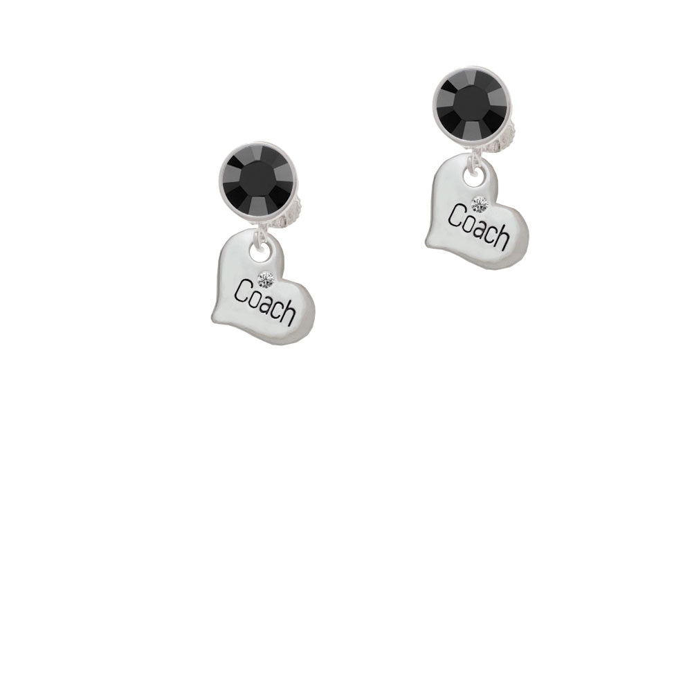 Small Coach Heart Crystal Clip On Earrings Image 3