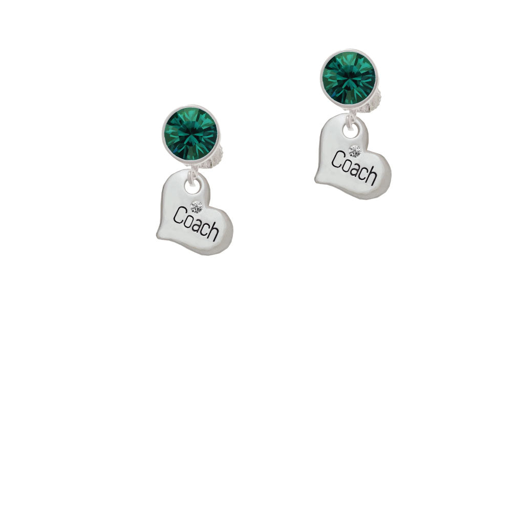 Small Coach Heart Crystal Clip On Earrings Image 6