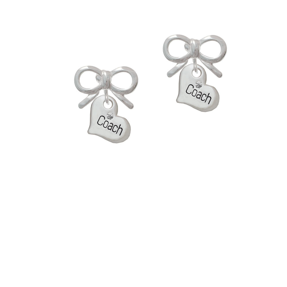 Small Coach Heart Crystal Clip On Earrings Image 9