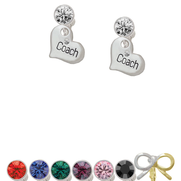 Large Coach Heart Crystal Clip On Earrings Image 1