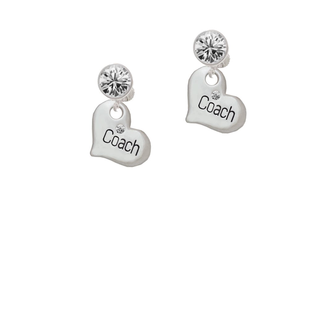 Large Coach Heart Crystal Clip On Earrings Image 2