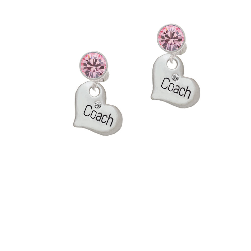 Large Coach Heart Crystal Clip On Earrings Image 4