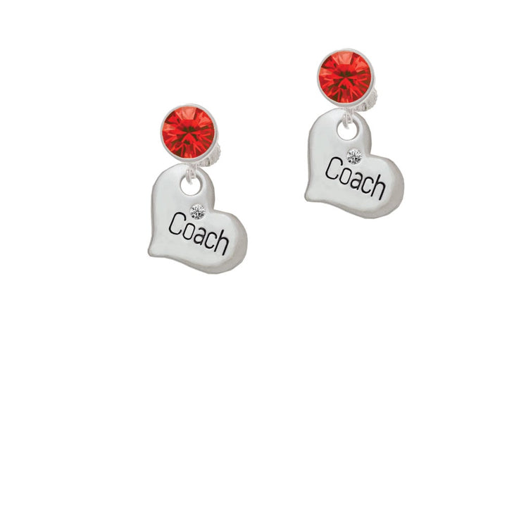 Large Coach Heart Crystal Clip On Earrings Image 1