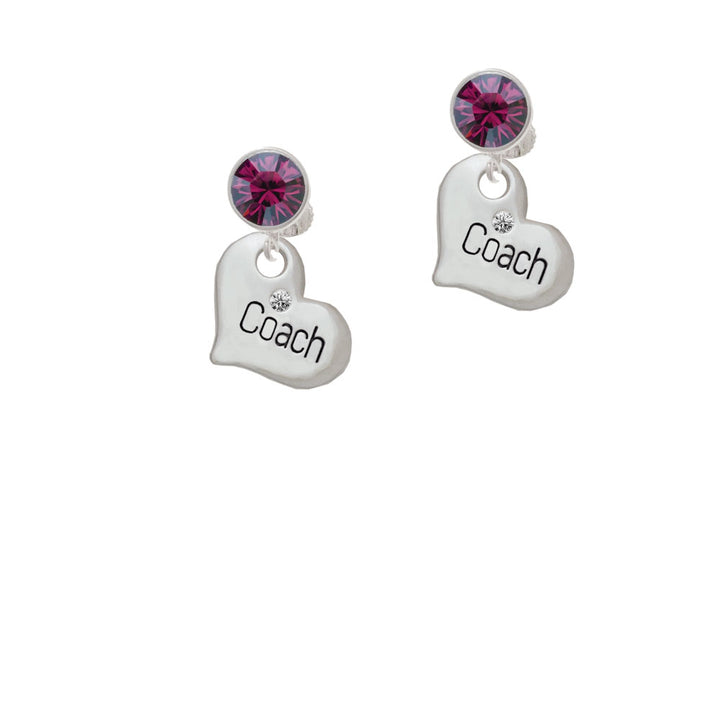 Large Coach Heart Crystal Clip On Earrings Image 8