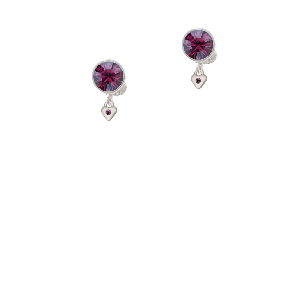 Mini February - Purple Crystal Heart Crystal Clip On Earrings Image 8