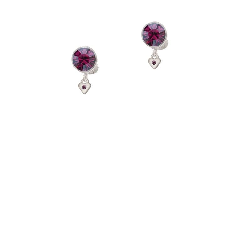 Mini February - Purple Crystal Heart Crystal Clip On Earrings Image 1