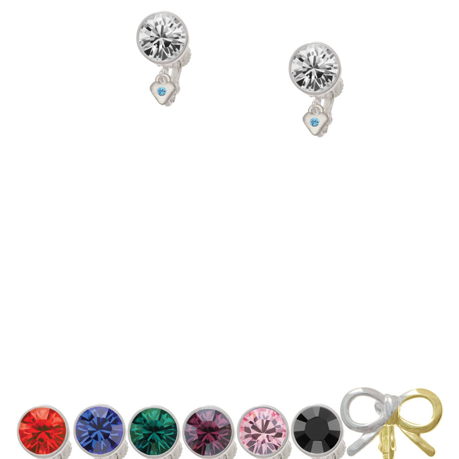 Mini March - Hot Blue Crystal Heart Crystal Clip On Earrings Image 1