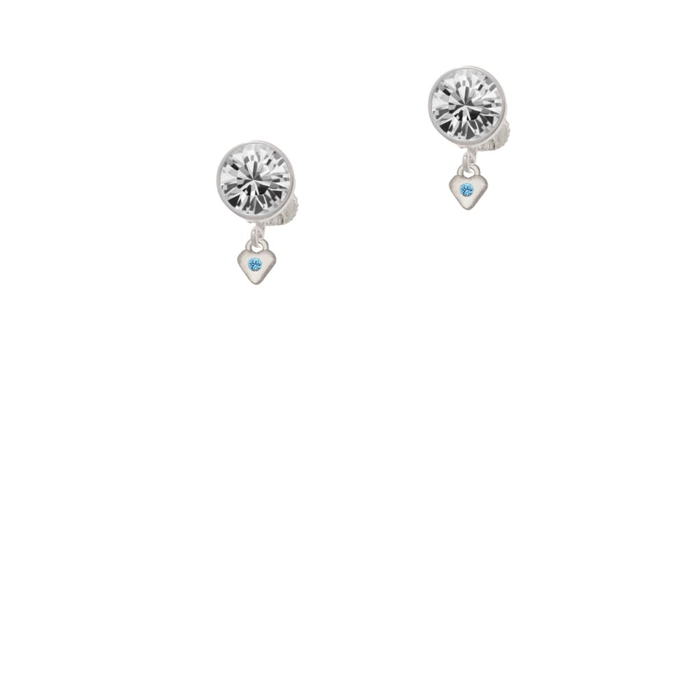 Mini March - Hot Blue Crystal Heart Crystal Clip On Earrings Image 2